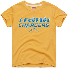 Los Angeles Chargers Homage Youth Love Sign x ASL 2.0 Tri-Blend T-Shirt - Gold discount