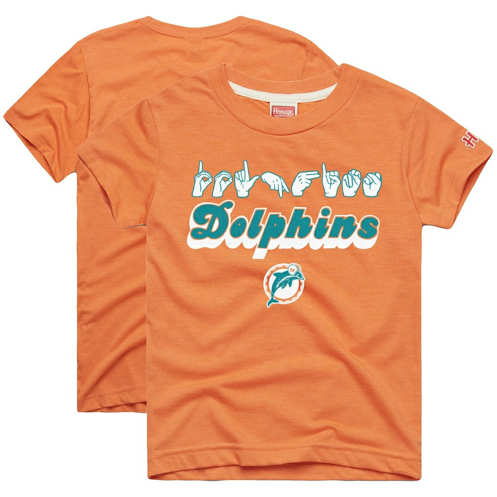 Miami Dolphins Homage Youth Love Sign x ASL 2.0 Tri-Blend T-Shirt - Orange outlet
