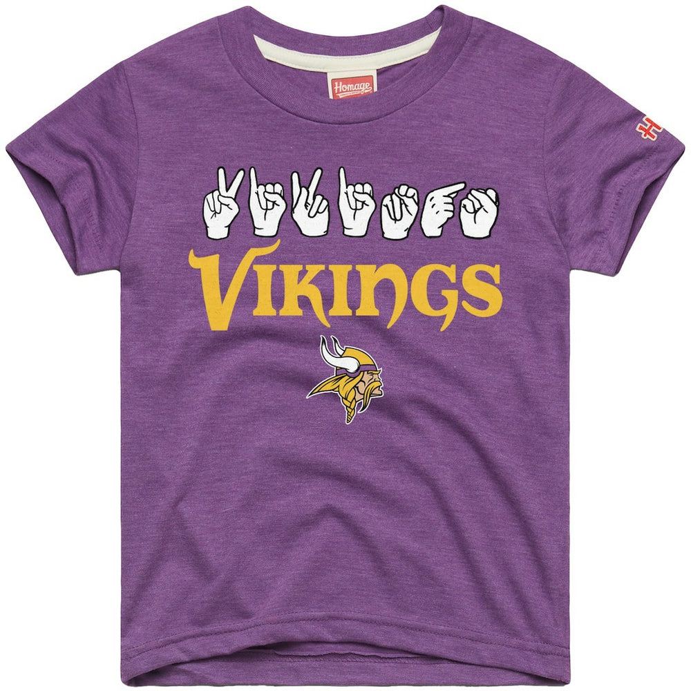 Minnesota Vikings Homage Youth Love Sign x ASL 2.0 Tri-Blend T-Shirt - Purple sale