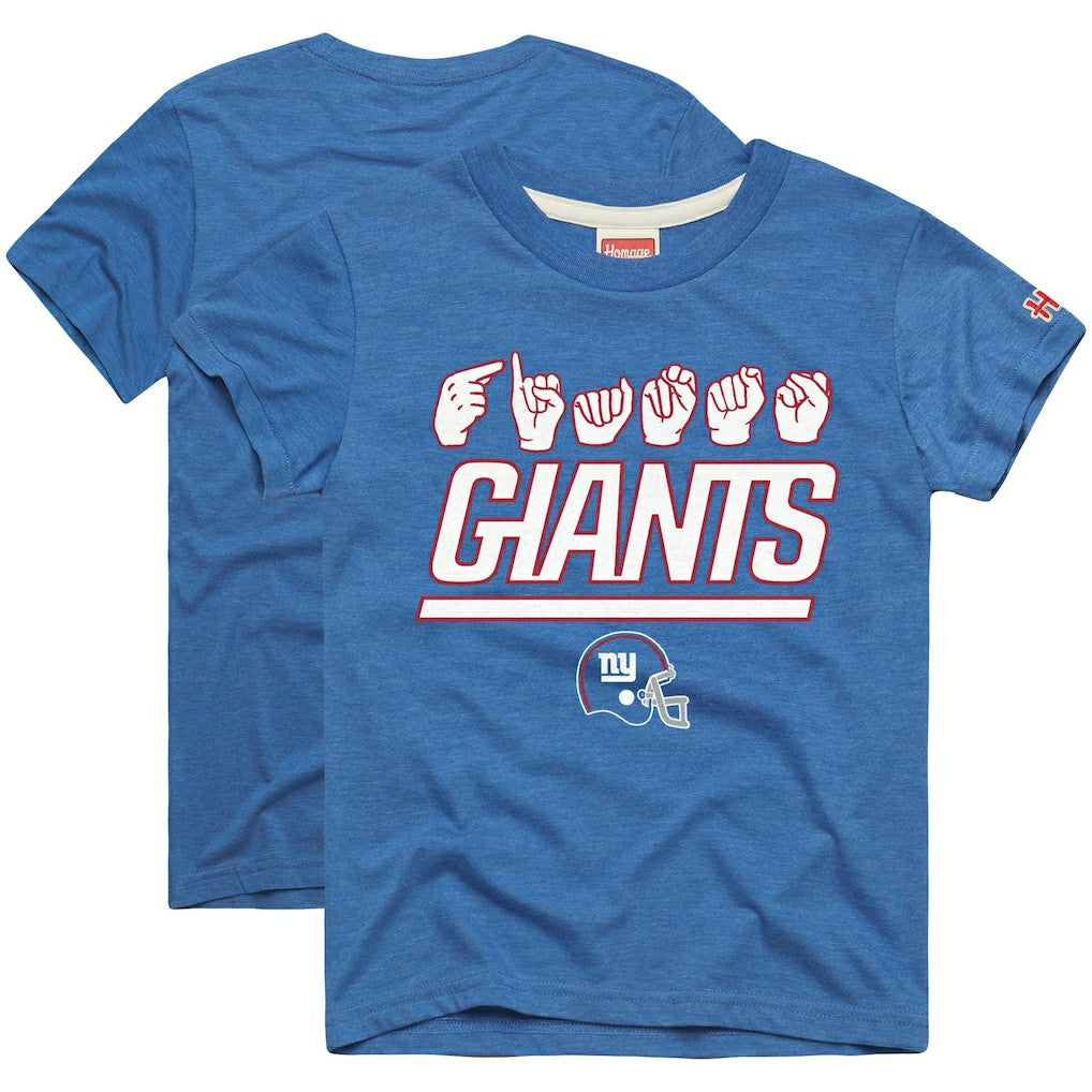 New York Giants Homage Youth Love Sign x ASL 2.0 Tri-Blend T-Shirt - Royal discount