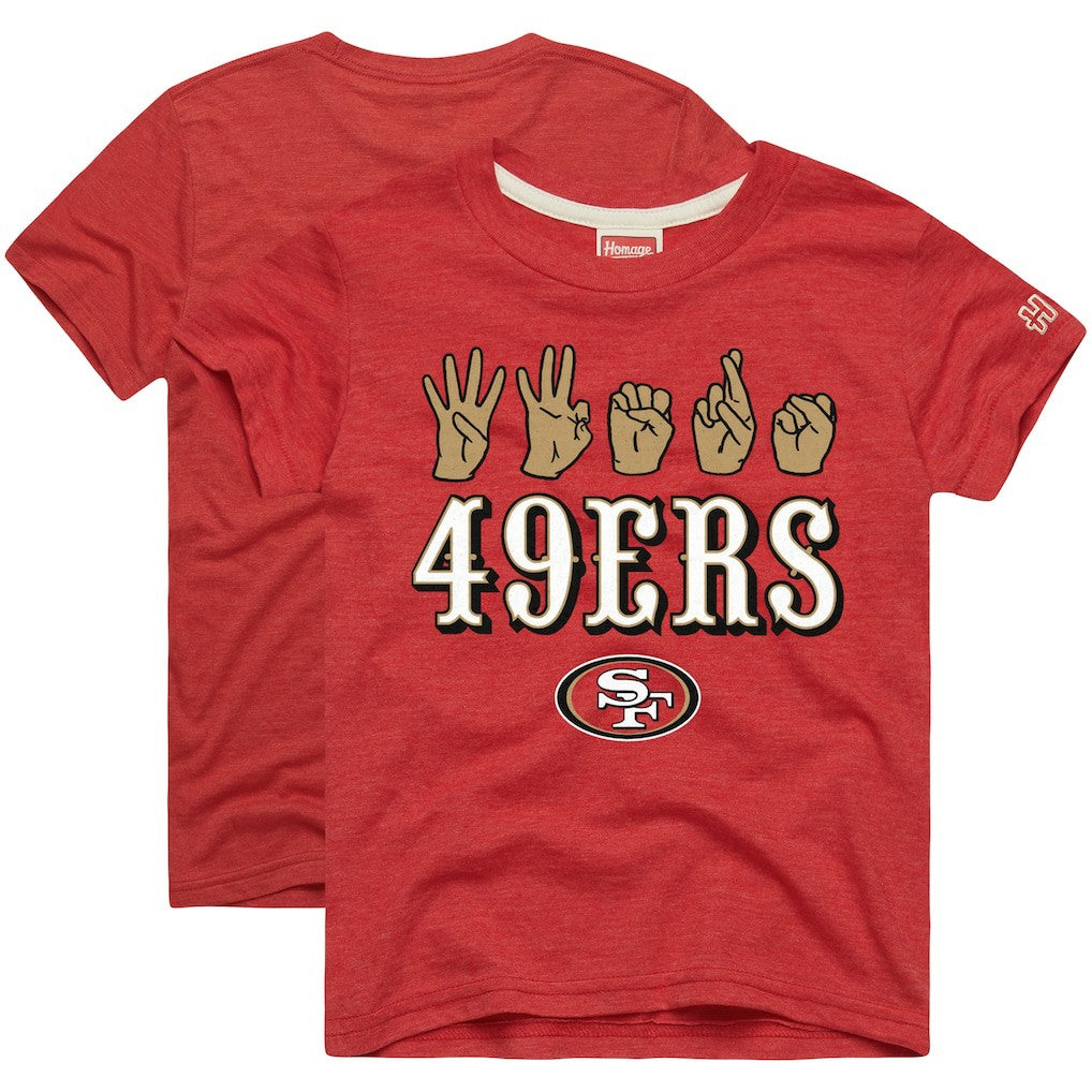 San Francisco 49ers Homage Youth Love Sign x ASL 2.0 Tri-Blend T-Shirt - Scarlet outlet