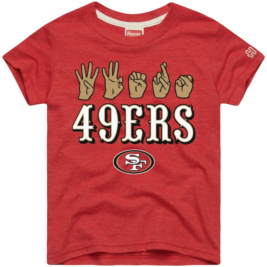 San Francisco 49ers Homage Youth Love Sign x ASL 2.0 Tri-Blend T-Shirt - Scarlet outlet
