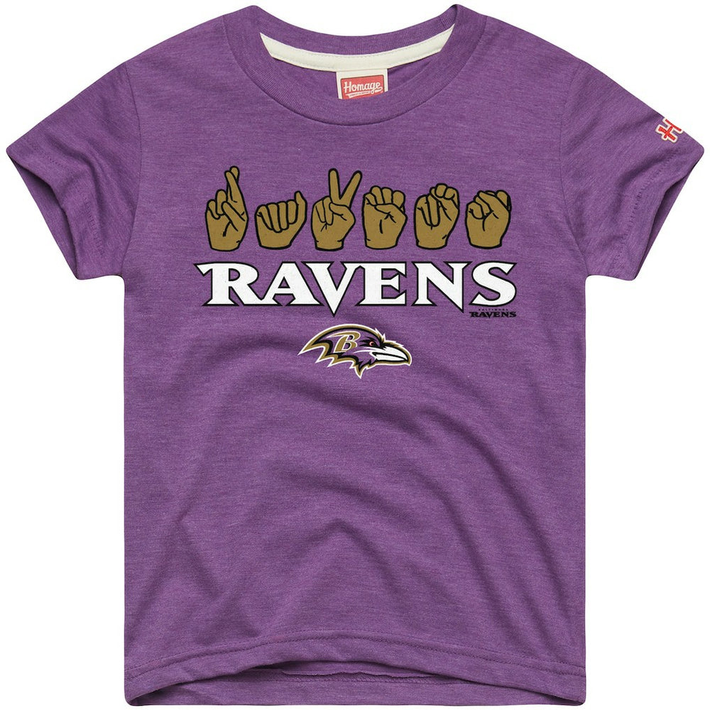 Baltimore Ravens Homage Youth Love Sign x ASL 2.0 Tri-Blend T-Shirt - Purple sale