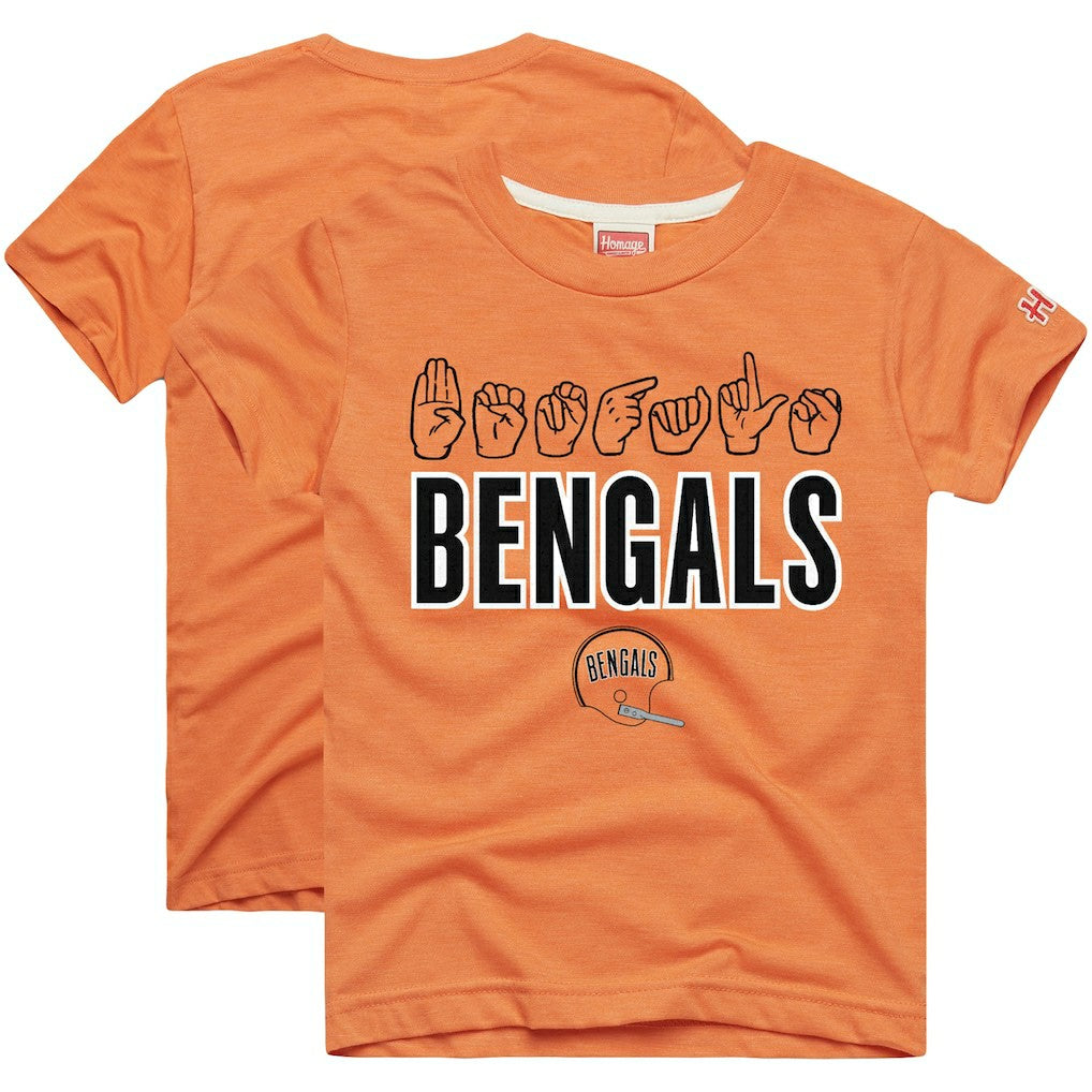 Cincinnati Bengals Homage Youth Love Sign x ASL 2.0 Tri-Blend T-Shirt - Orange online