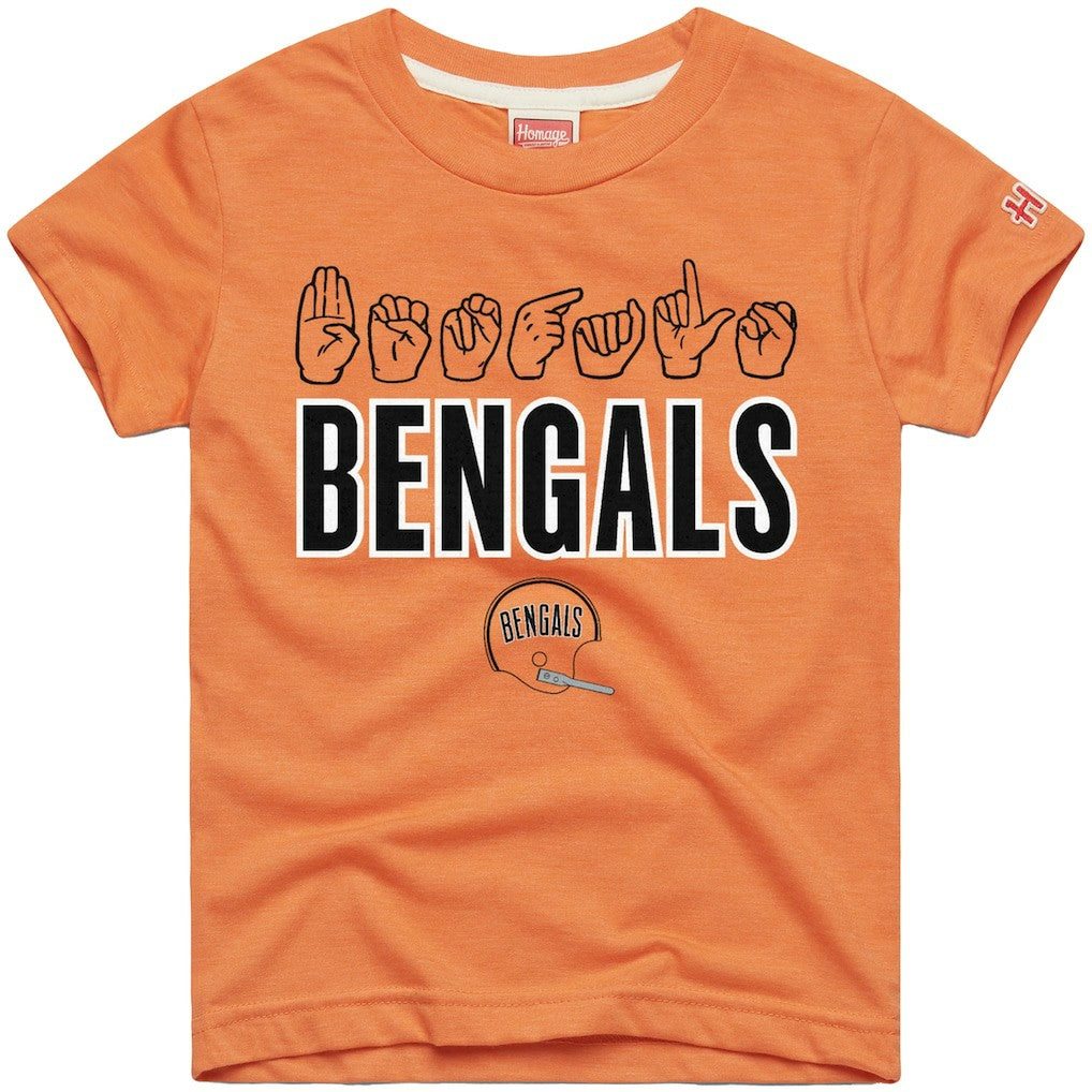 Cincinnati Bengals Homage Youth Love Sign x ASL 2.0 Tri-Blend T-Shirt - Orange online