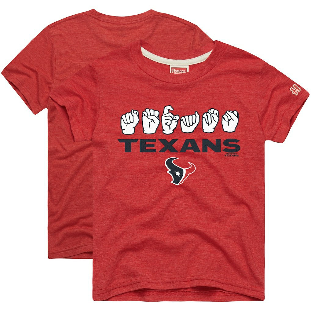 Houston Texans Homage Youth Love Sign x ASL 2.0 Tri-Blend T-Shirt - Red cheap