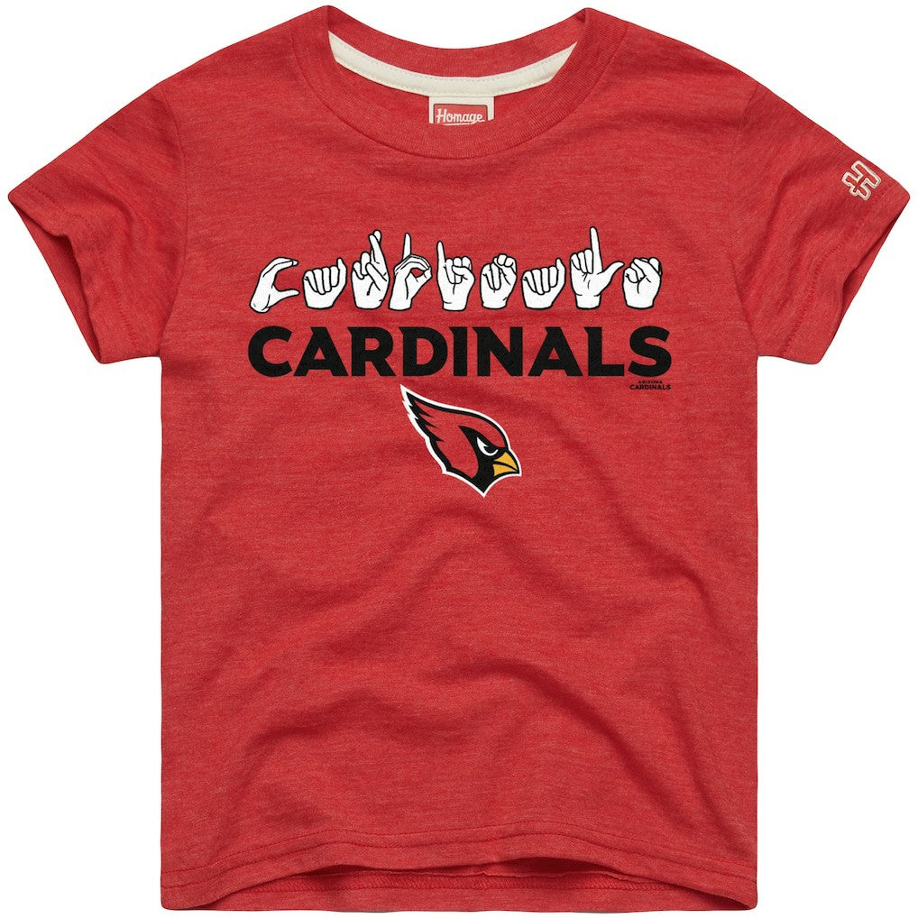 Arizona Cardinals Homage Youth Love Sign x ASL 2.0 Tri-Blend T-Shirt - Cardinal on sale