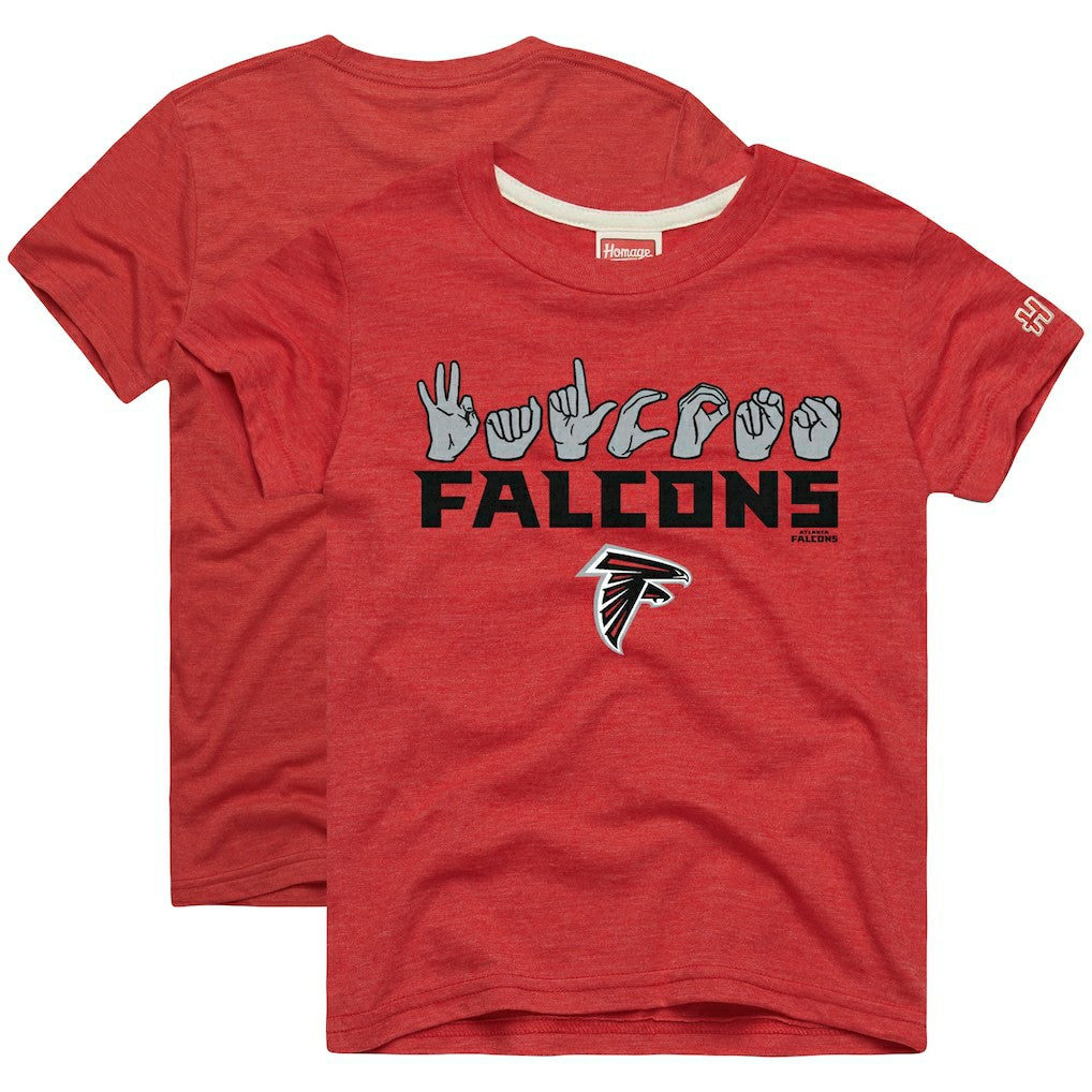 Atlanta Falcons Homage Youth Love Sign x ASL 2.0 Tri-Blend T-Shirt - Red outlet
