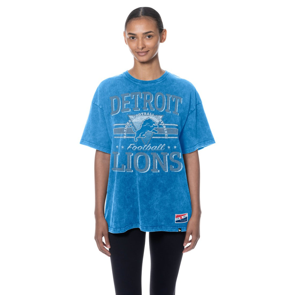 Detroit Lions New Era Women's Throwback Oversized T-Shirt - Blue outlet