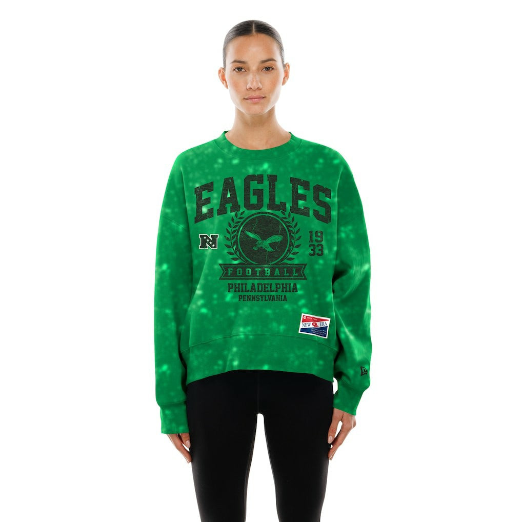 Philadelphia Eagles New Era Women's Throwback Oversized Boxy Sweatshirt - Kelly Green cheap