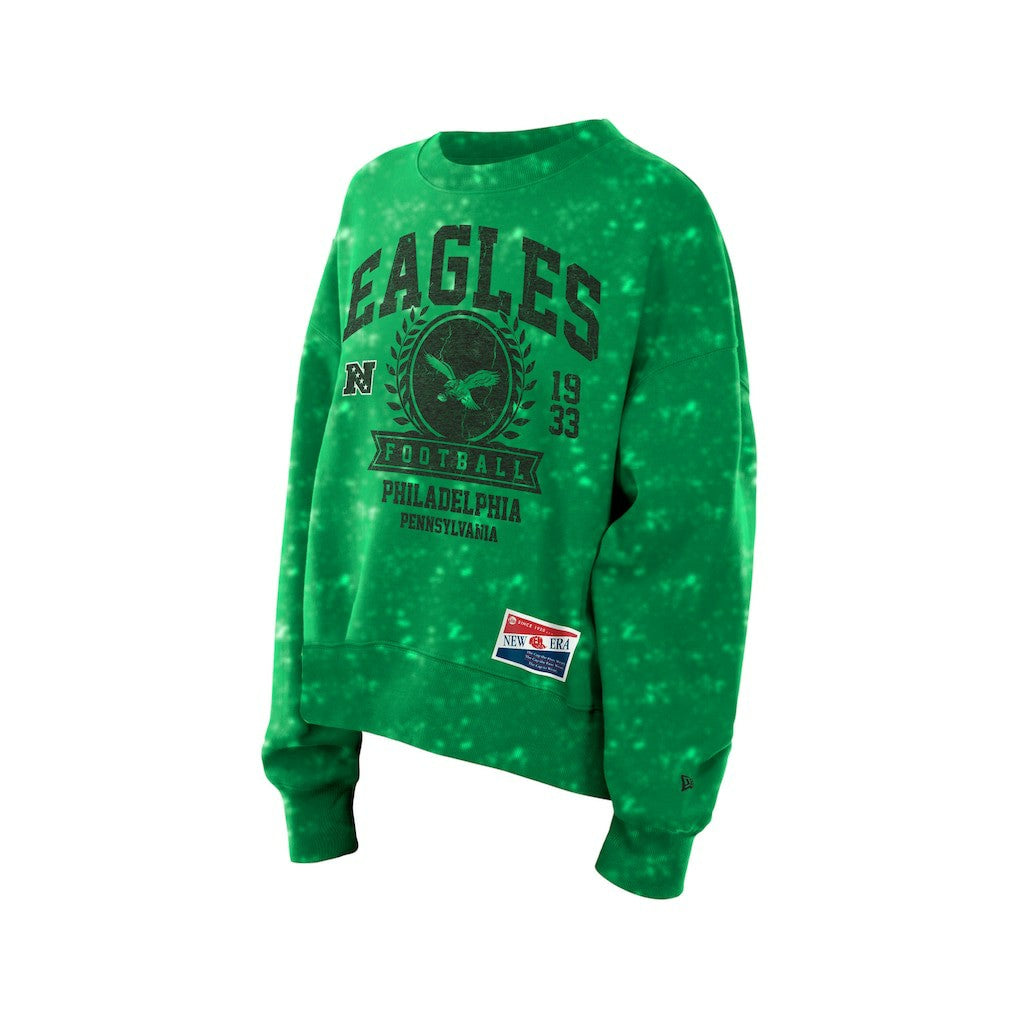 Philadelphia Eagles New Era Women's Throwback Oversized Boxy Sweatshirt - Kelly Green cheap