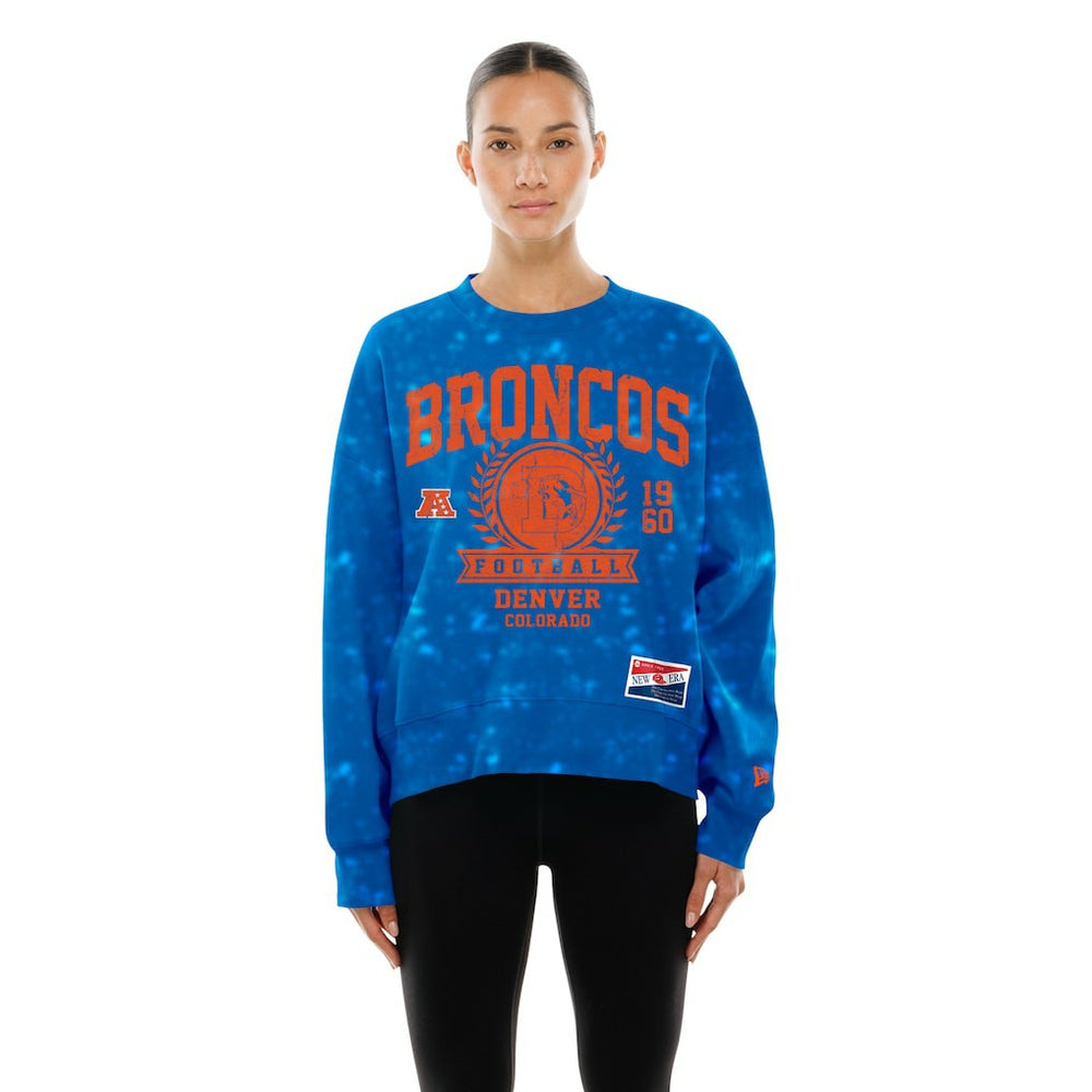 Denver Broncos New Era Women's Throwback Oversized Boxy Sweatshirt - Royal discount