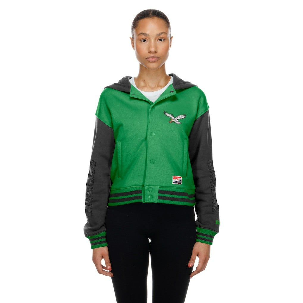 Philadelphia Eagles New Era Women's Throwback Full-Snap Hooded Jacket - Kelly Green discount