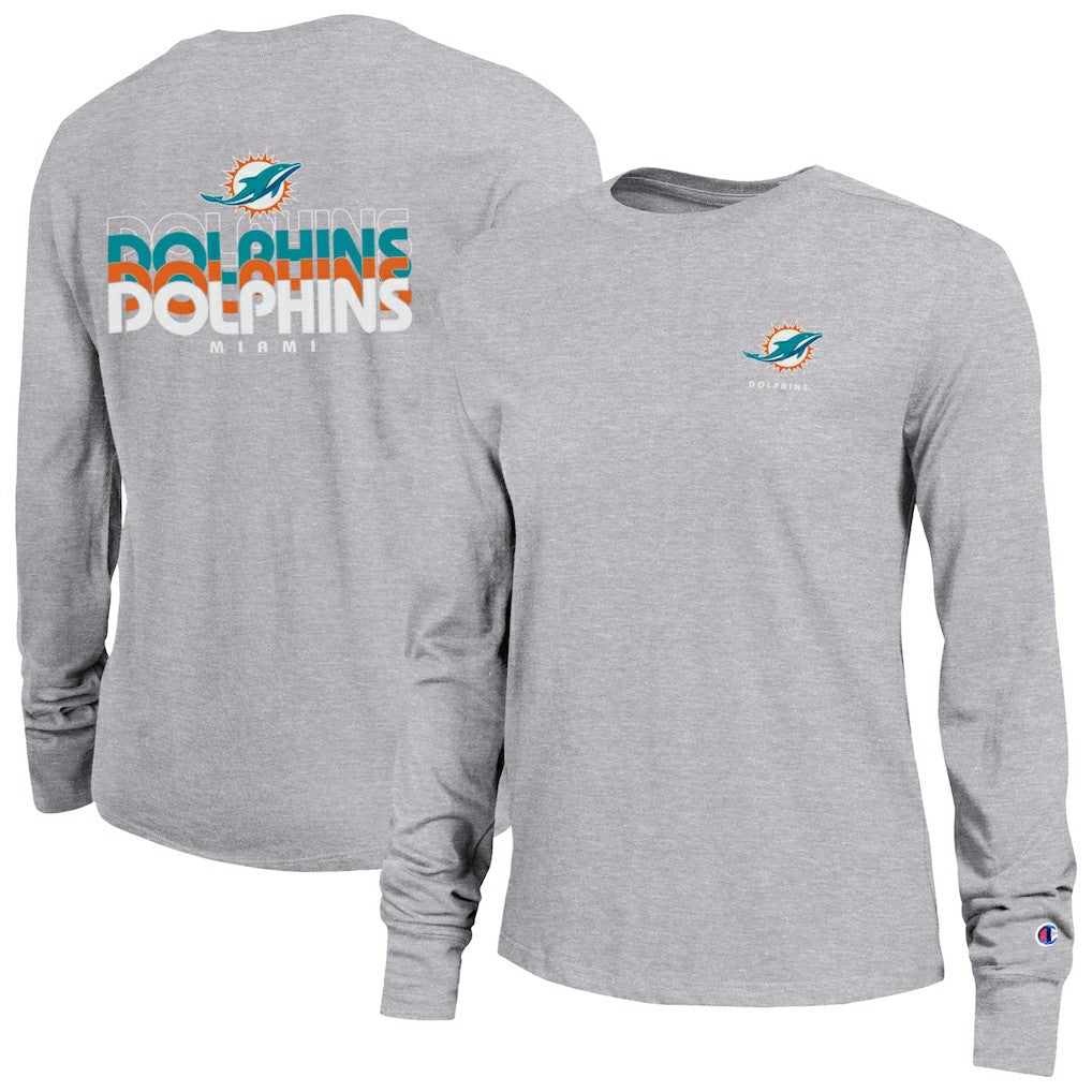 Miami Dolphins Champion Women's Core Long-Sleeve T-Shirt - Heather Gray on sale