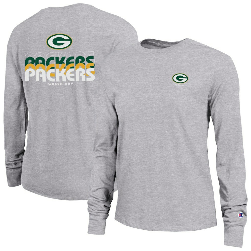 Green Bay Packers Champion Women's Core Long-Sleeve T-Shirt - Heather Gray on sale