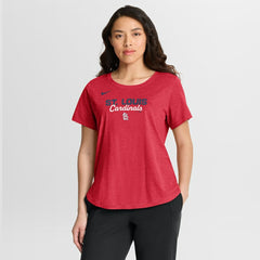 St. Louis Cardinals Women's Arched Tri-Blend T-Shirt - Heather Red | Nike