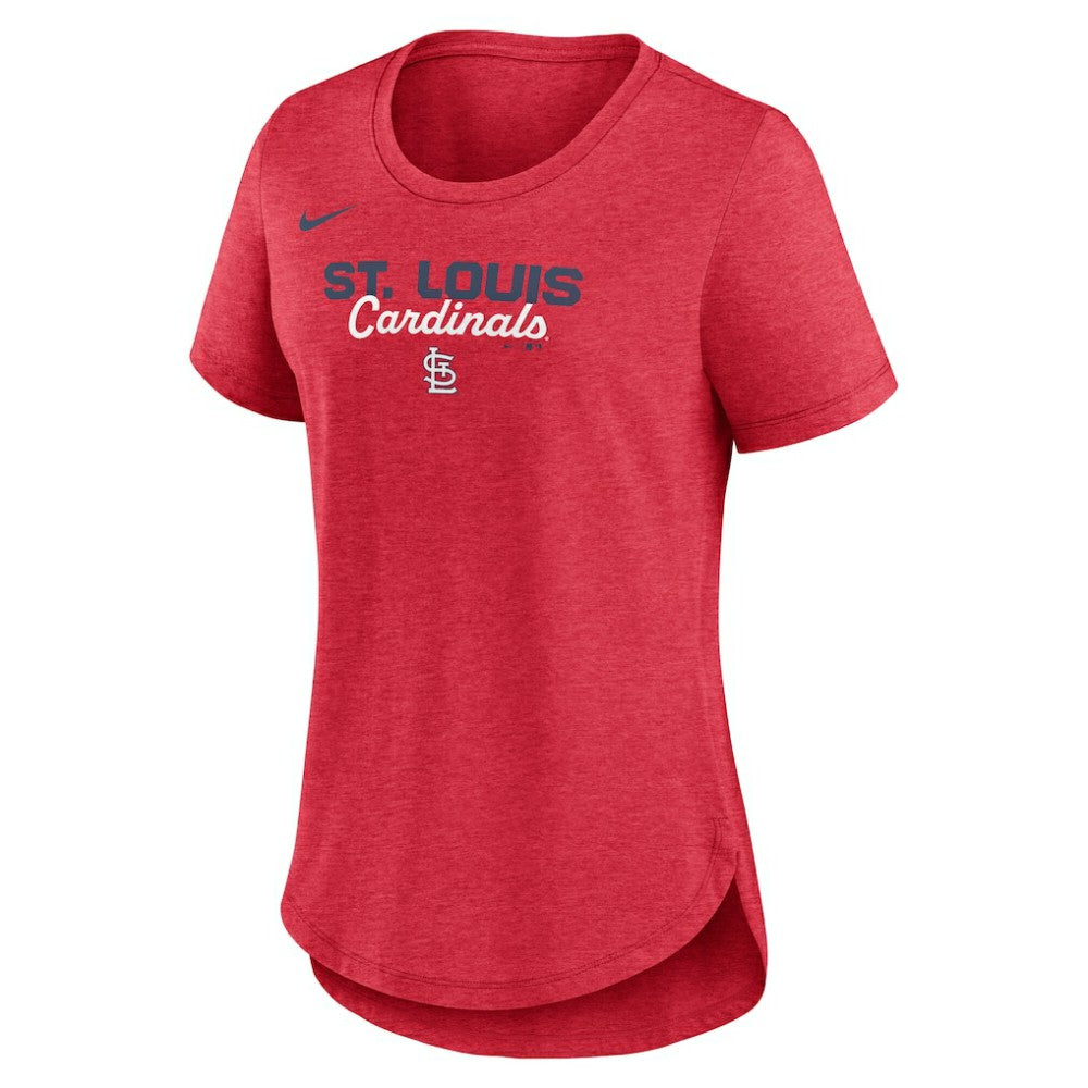 St. Louis Cardinals Women's Arched Tri-Blend T-Shirt - Heather Red | Nike