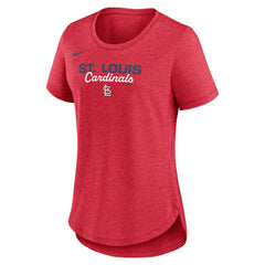 St. Louis Cardinals Women's Arched Tri-Blend T-Shirt - Heather Red | Nike