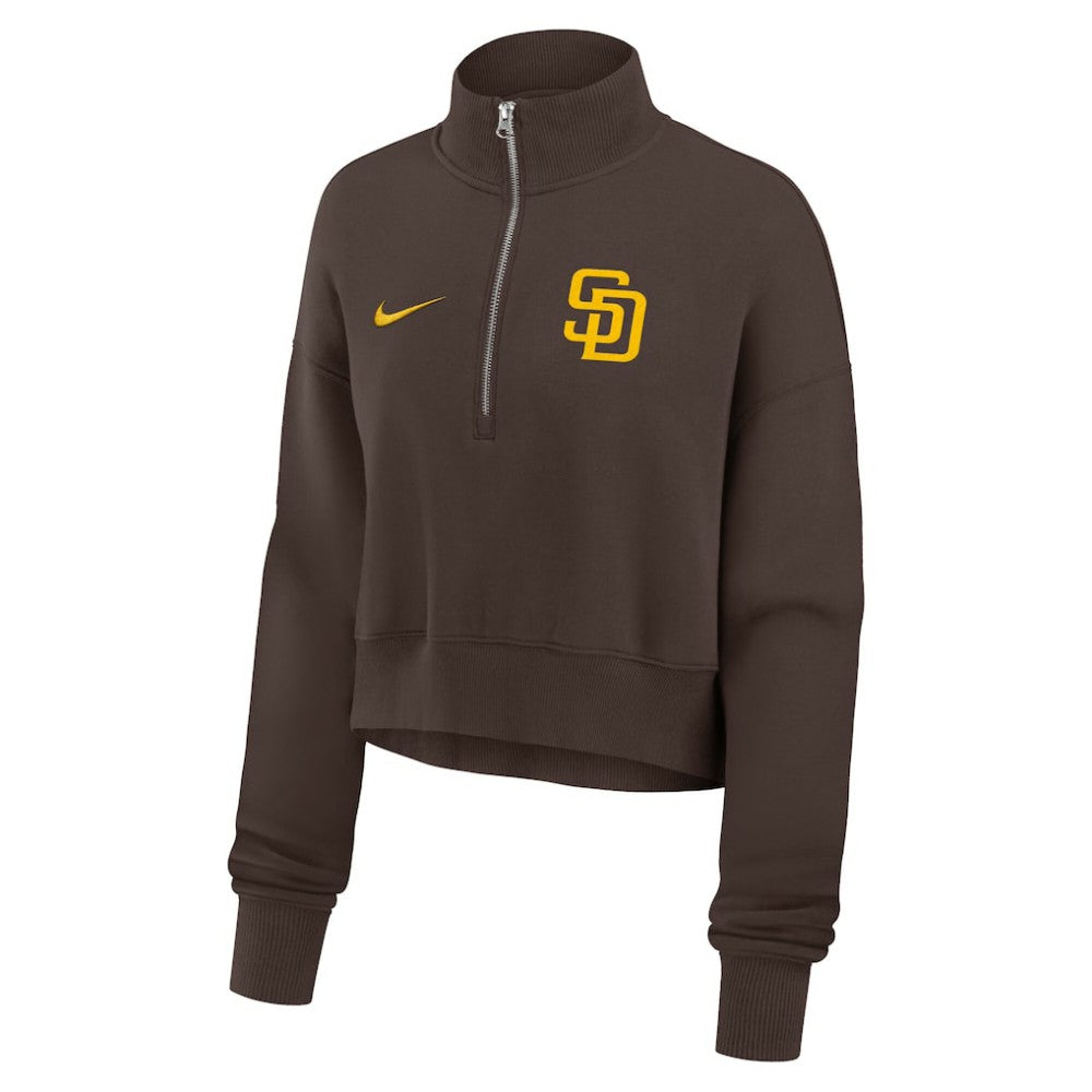 San Diego Padres Women's Primetime Phoenix Fleece Half-Zip Sweatshirt - Brown | Nike