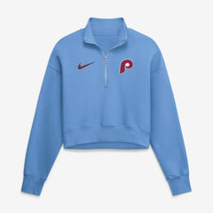 Philadelphia Phillies Women's Primetime Phoenix Fleece Half-Zip Sweatshirt - Light Blue | Nike