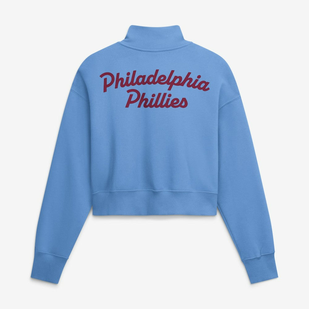 Philadelphia Phillies Women's Primetime Phoenix Fleece Half-Zip Sweatshirt - Light Blue | Nike