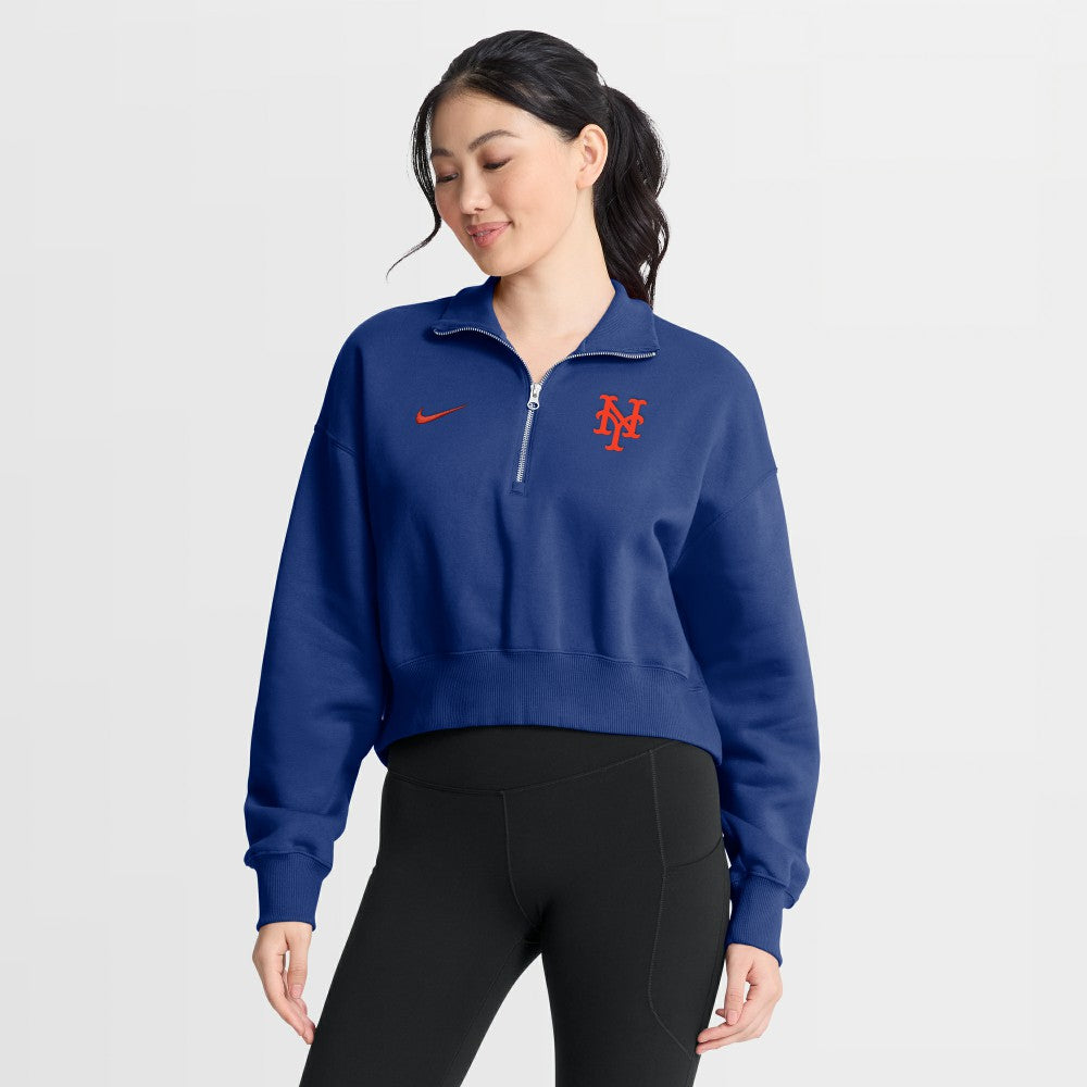 New York Mets Women's Primetime Phoenix Fleece Half-Zip Sweatshirt - Royal | Nike