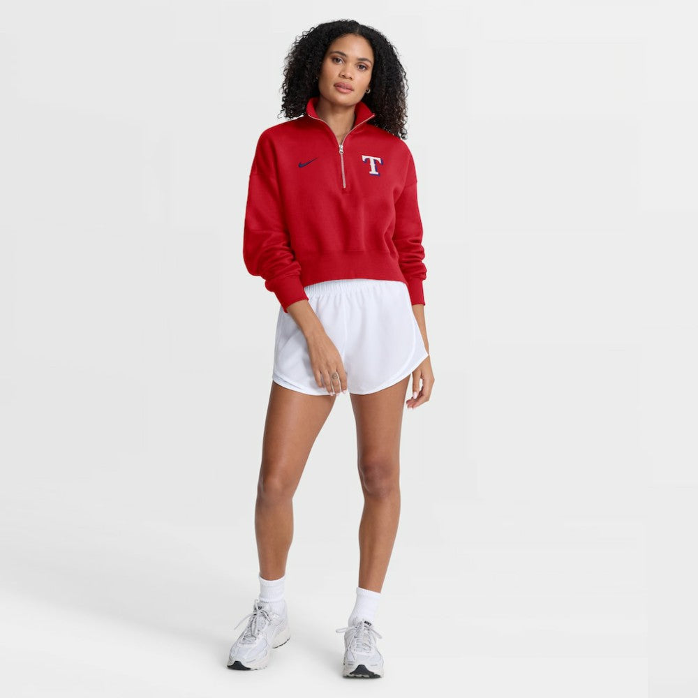 Texas Rangers Women's Primetime Phoenix Fleece Half-Zip Sweatshirt - Red | Nike