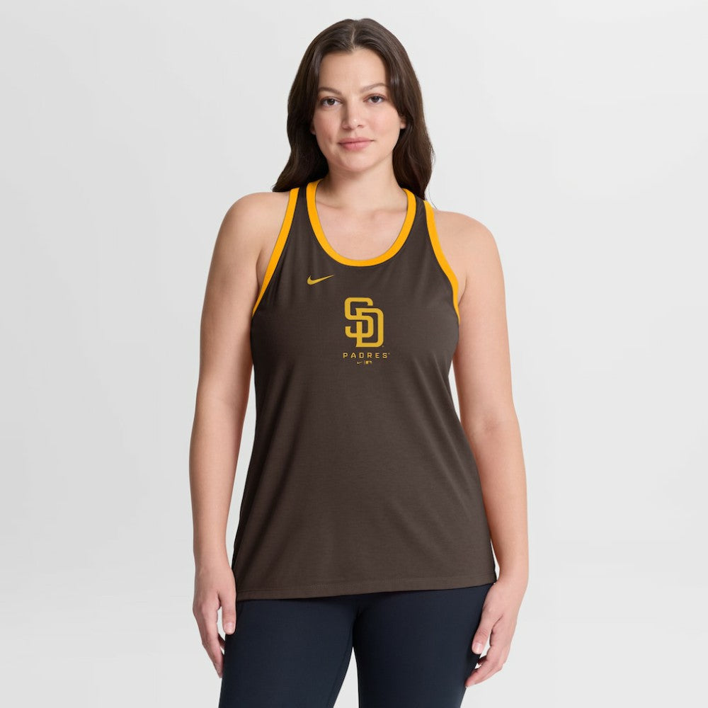 San Diego Padres Women's Tri-Blend Dri-FIT Racerback Tank Top - Brown | Nike