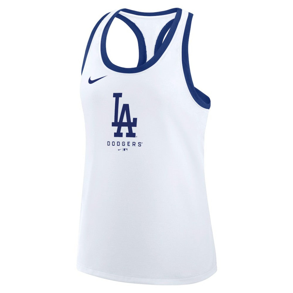 Los Angeles Dodgers Women's Tri-Blend Dri-FIT Racerback Tank Top - White | Nike