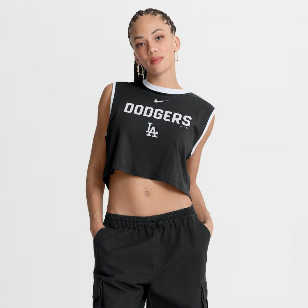 Los Angeles Dodgers Women's Primetime Loose Dri-FIT Cropped Tank Top - Black | Nike
