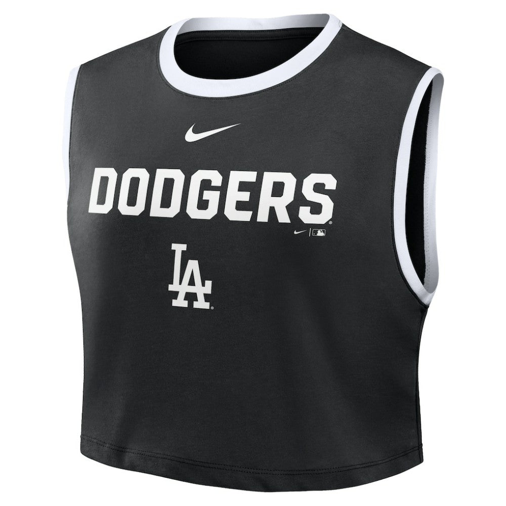 Los Angeles Dodgers Women's Primetime Loose Dri-FIT Cropped Tank Top - Black | Nike