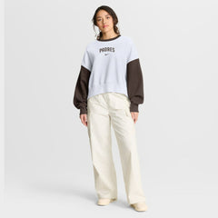 San Diego Padres Women's Oversized High Hip Fleece Sweatshirt - White/Brown | Nike