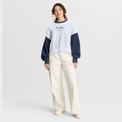 Atlanta Braves Women's Oversized High Hip Fleece Sweatshirt - White/Navy | Nike