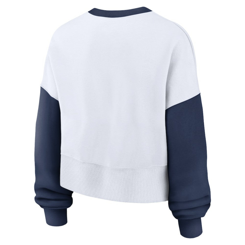 Atlanta Braves Women's Oversized High Hip Fleece Sweatshirt - White/Navy | Nike