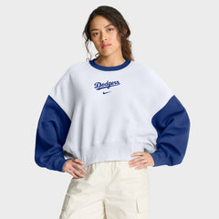 Los Angeles Dodgers Women's Oversized High Hip Fleece Sweatshirt - White/Royal | Nike