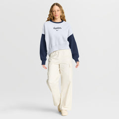 Cleveland Guardians Women's Oversized High Hip Fleece Sweatshirt - White/Navy | Nike