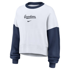 Cleveland Guardians Women's Oversized High Hip Fleece Sweatshirt - White/Navy | Nike