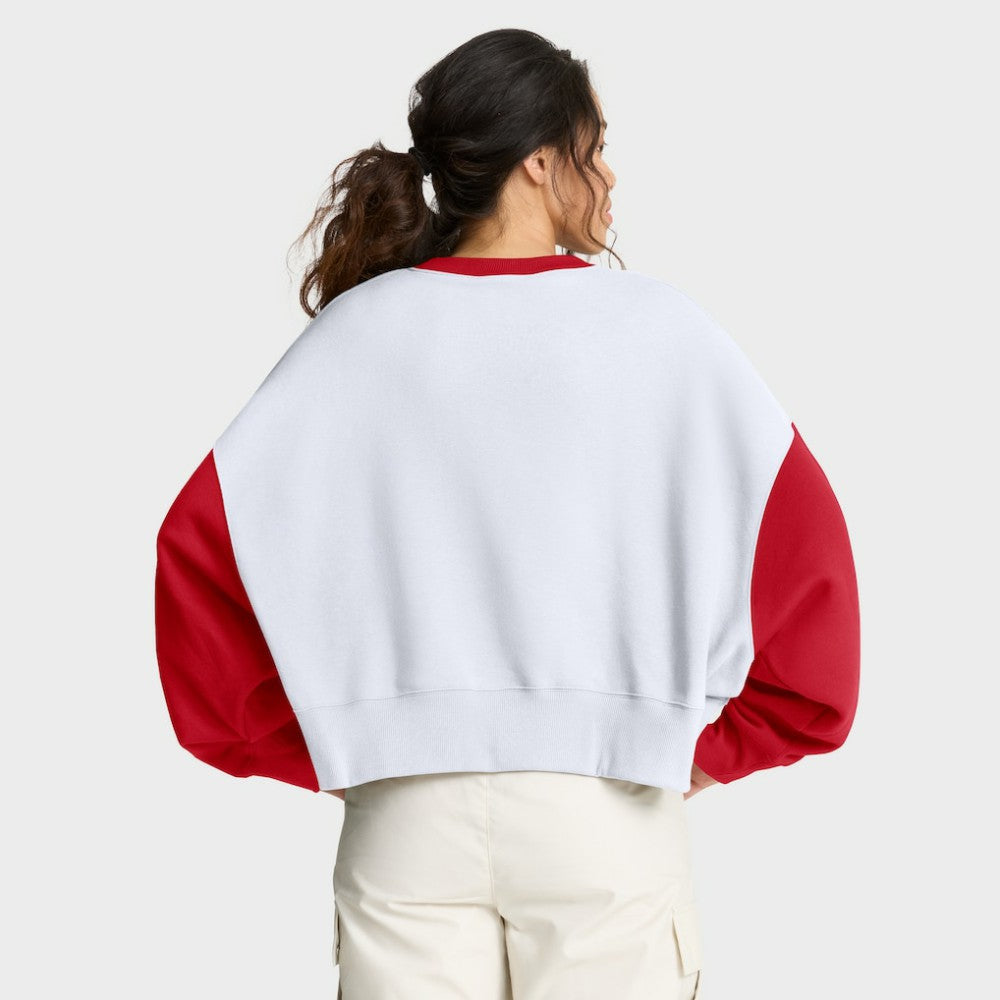 Cincinnati Reds Women's Oversized High Hip Fleece Sweatshirt - White/Red | Nike