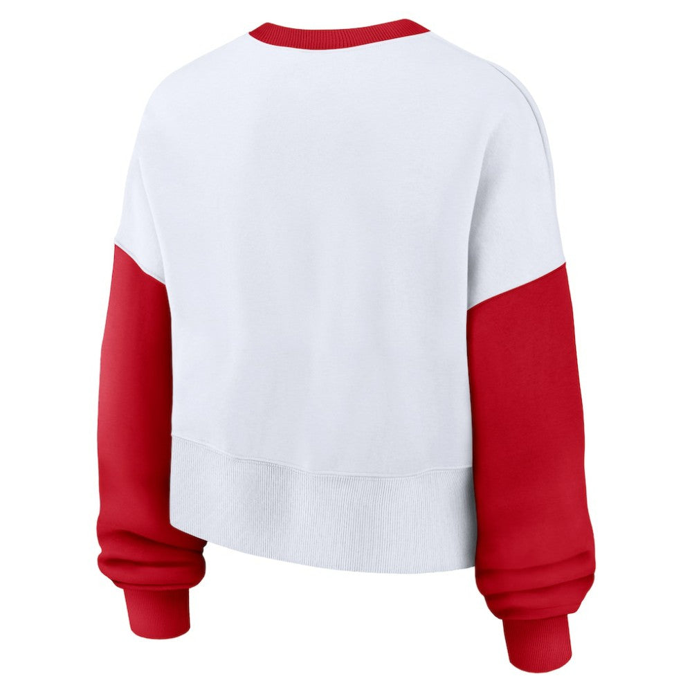 Cincinnati Reds Women's Oversized High Hip Fleece Sweatshirt - White/Red | Nike