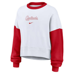 St. Louis Cardinals Women's Oversized High Hip Fleece Sweatshirt - White/Red | Nike