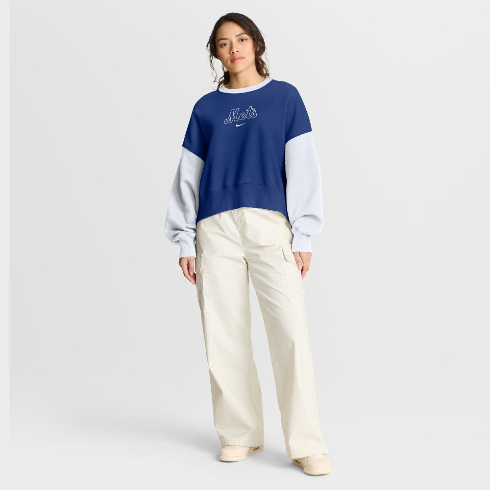 New York Mets Women's Oversized High Hip Fleece Sweatshirt - Royal/White | Nike