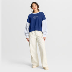 New York Mets Women's Oversized High Hip Fleece Sweatshirt - Royal/White | Nike