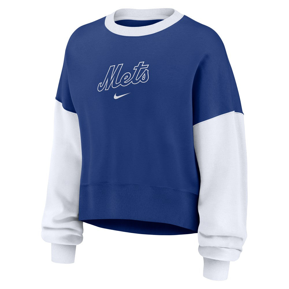 New York Mets Women's Oversized High Hip Fleece Sweatshirt - Royal/White | Nike