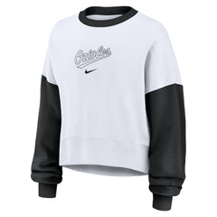 Baltimore Orioles Women's Oversized High Hip Fleece Sweatshirt - White/Black | Nike