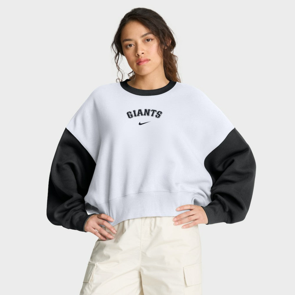 San Francisco Giants Women's Oversized High Hip Fleece Sweatshirt - White/Black | Nike