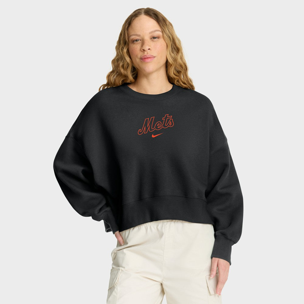 New York Mets Women's Oversized Primetime Sweatshirt - Black | Nike