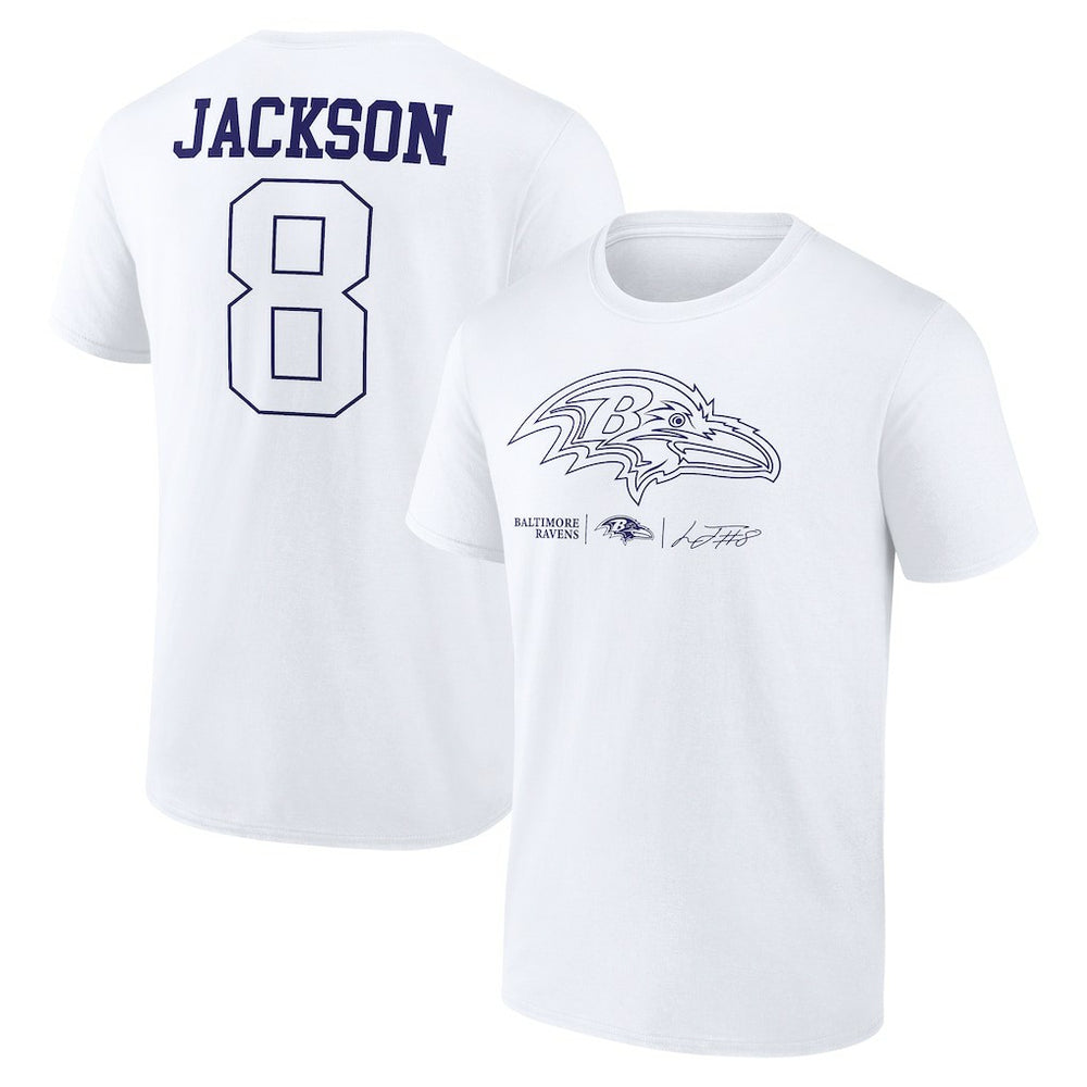 Lamar Jackson Baltimore Ravens Tonal Name & Number T-Shirt - White on sale