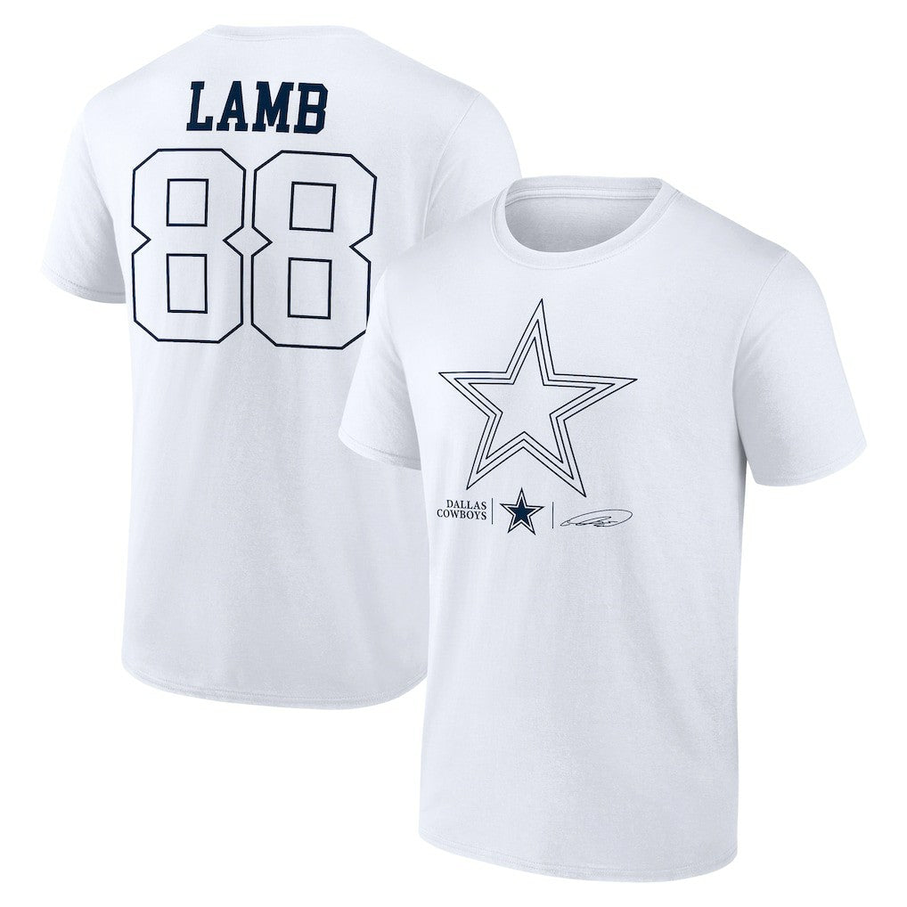 CeeDee Lamb Dallas Cowboys Tonal Name & Number T-Shirt - White on sale