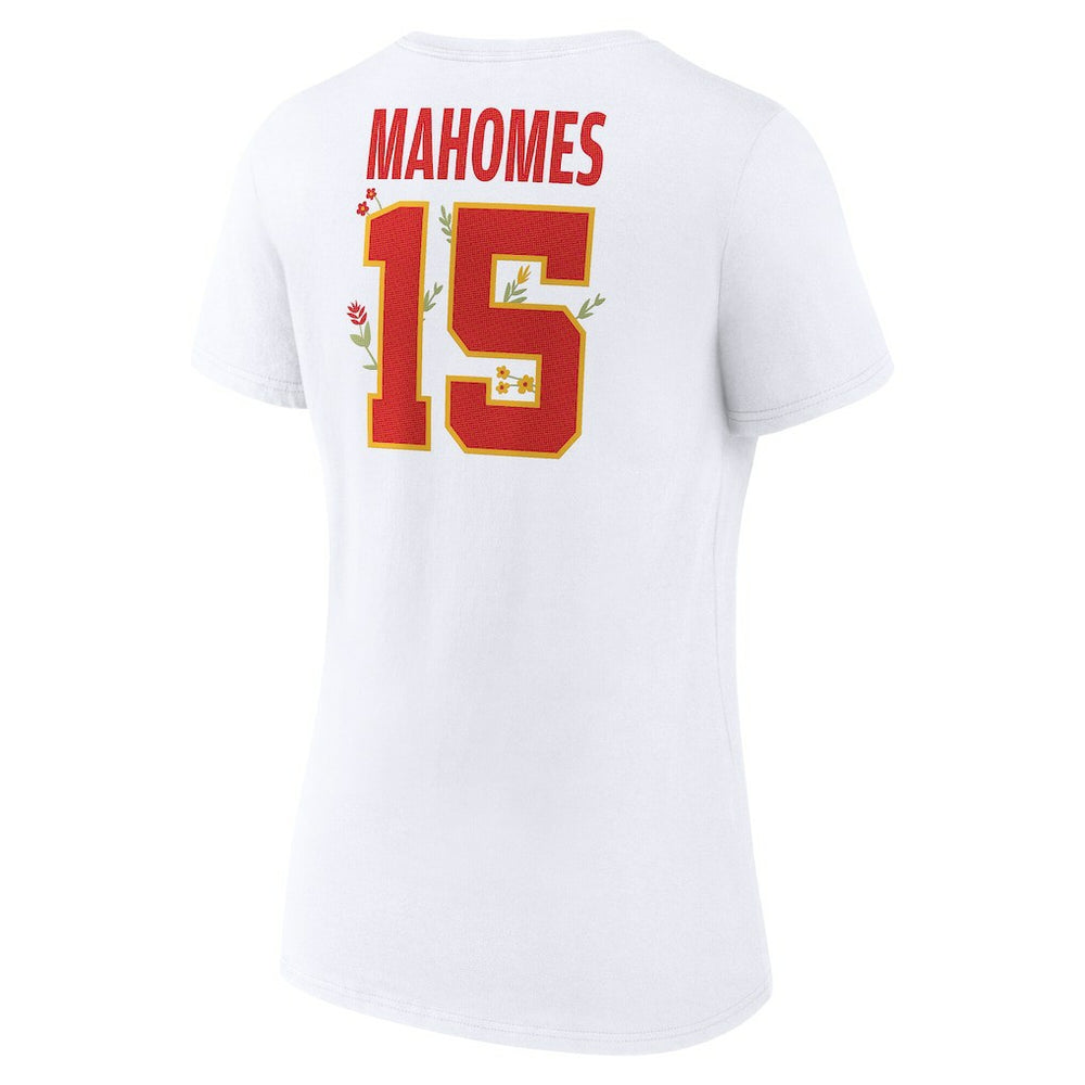 Patrick Mahomes Kansas City Chiefs Women's Floral Name & Number V-Neck T-Shirt - White online