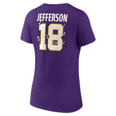Justin Jefferson Minnesota Vikings Women's Floral Name & Number V-Neck T-Shirt - Purple outlet